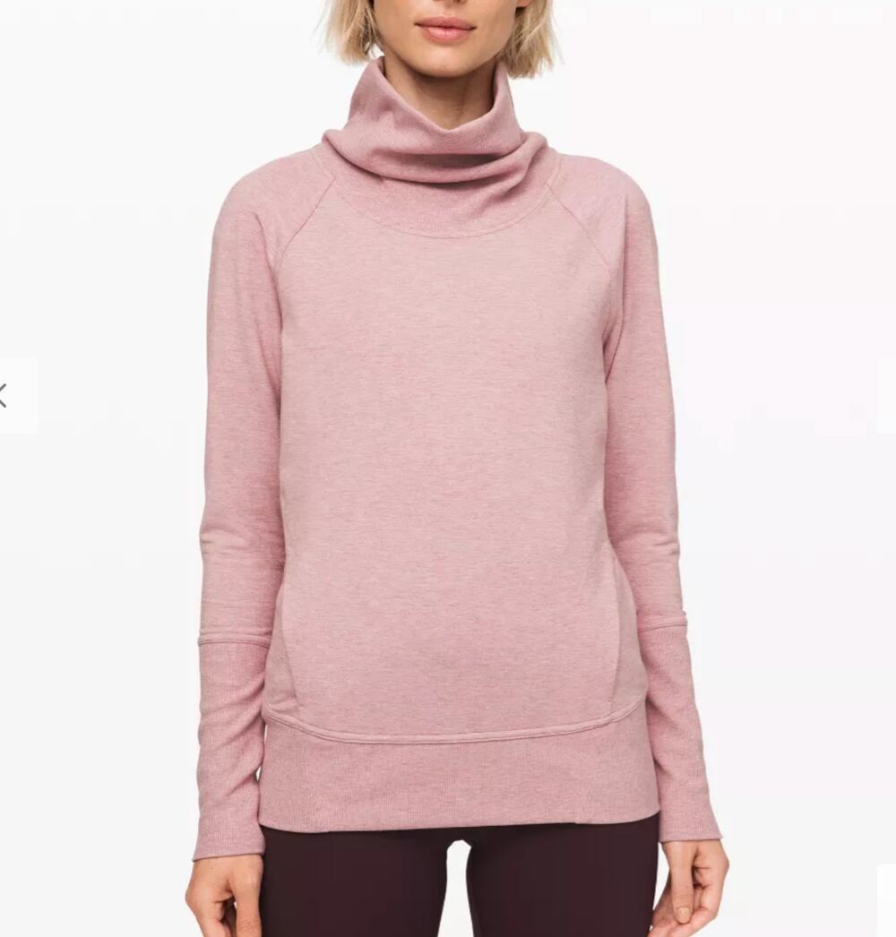 LULULEMON High Lines Modal Funnel Neck Pullover Heathered Vintage Mauve 10 Cozy